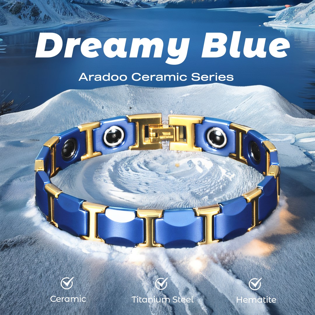 Ceramic Link Bracelet - Мечтательный синий керамический браслет из титановой