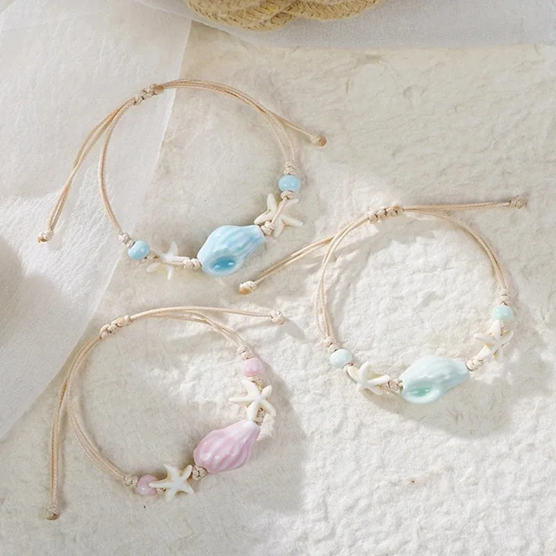 Ceramic Link Bracelet - Богемные раковины, морская звезда, ракушки, браслеты